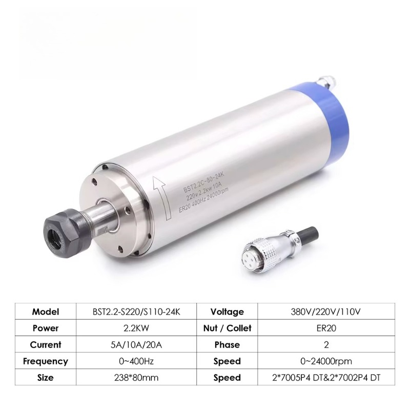 2.2KW ER20 Water Cooled Spindl - đánh giá và giá Cnc Spindle Motor
